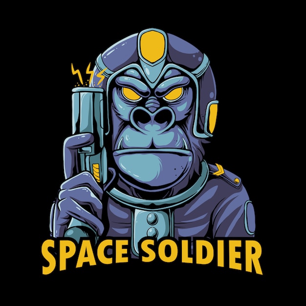 Space soldier illustration. Gorilla wearing a space army suit