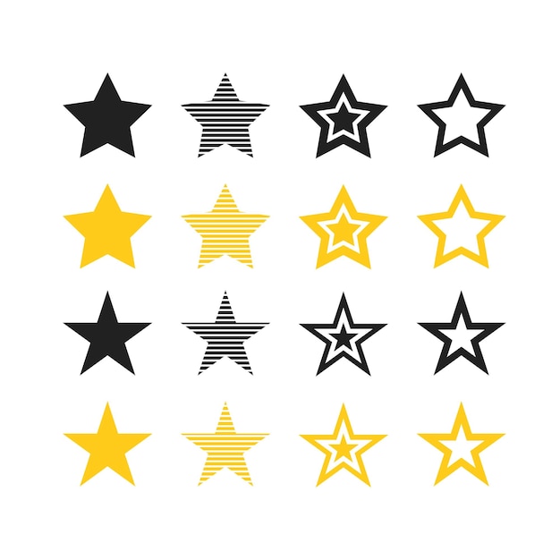 Space star set black and yellow flat icon Abstract gold web button Vector illustration