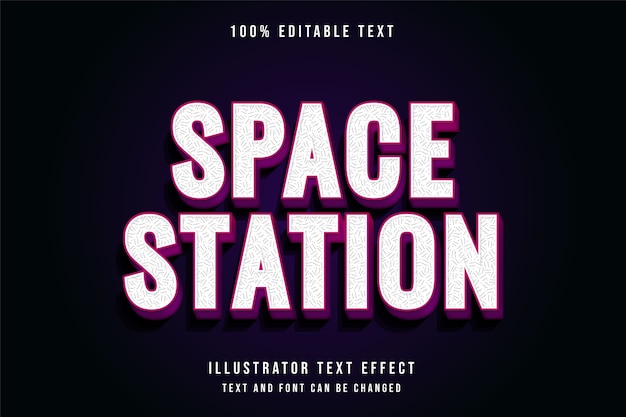 Space station,3d editable text style pink gradation purple