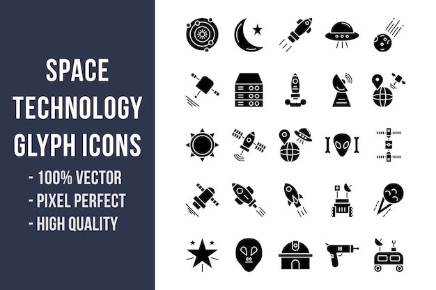 Space Technology Glyph Icons