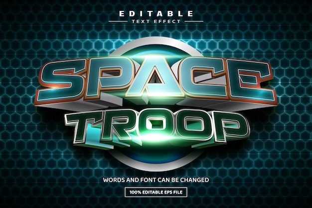 Space troop 3D editable text effect template