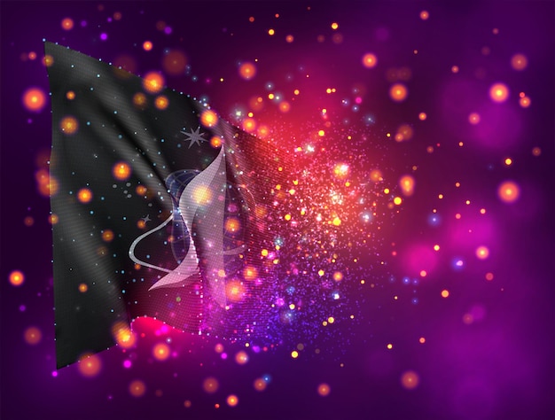 Space troops on 3d flag on pink purple background with lighting and flares