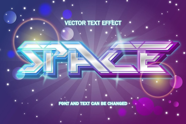 space universe glow light 3d with sparling flare stars editable text effect font style template