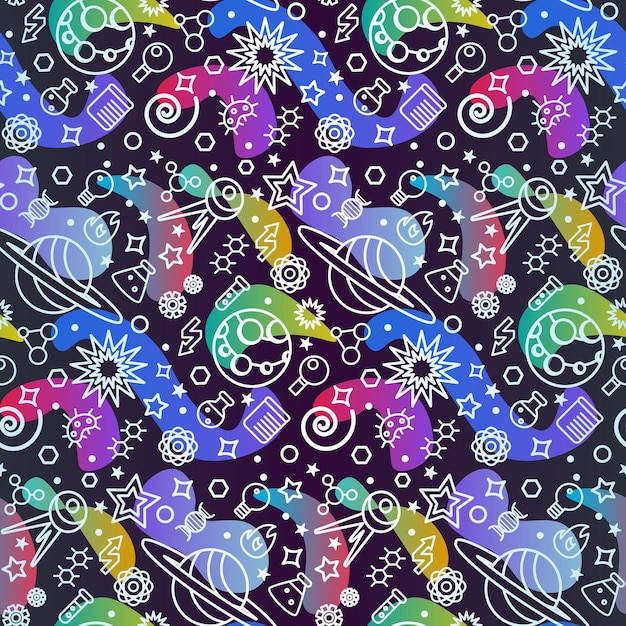 Space universe science seamless pattern vector