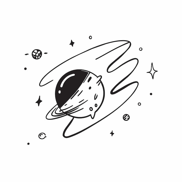 Vector space universe vector illustration doodle line art