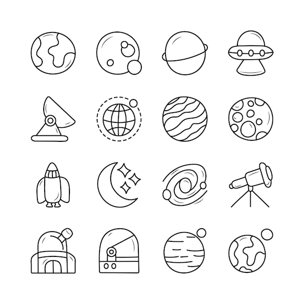 Space Vector Outline Hand Draw Icon Set 6