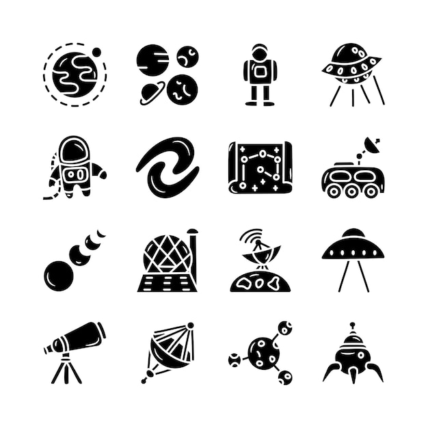 Space Vector Solid Hand Draw Icon Set 5