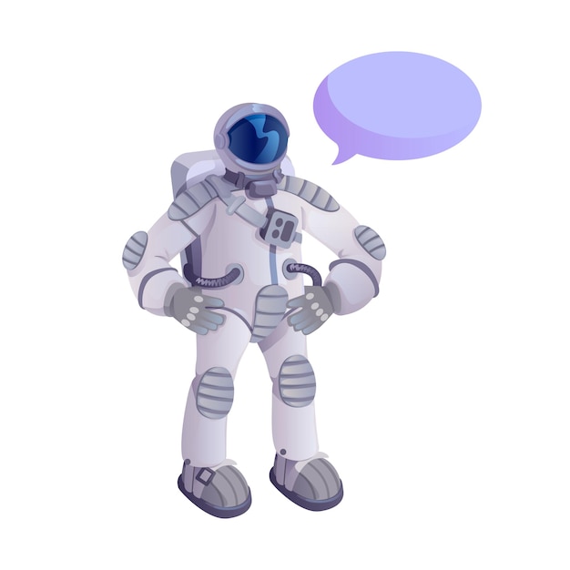 Spaceman in spacesuit flat cartoon . Universe explorer.