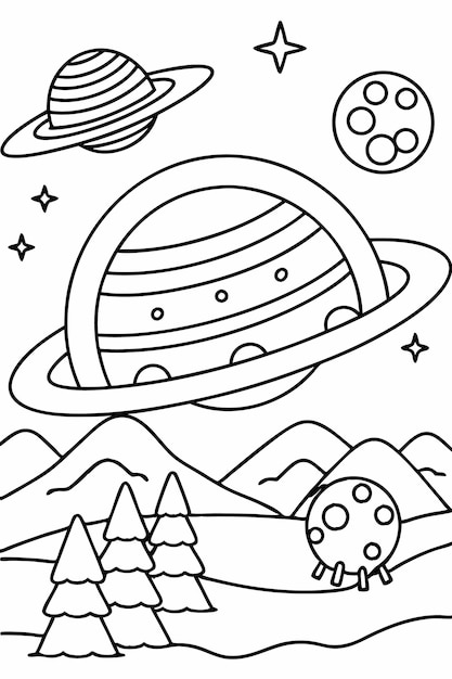 Vector spacethemed coloring pages for kids