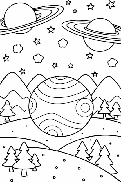 Vector spacethemed coloring pages for kids