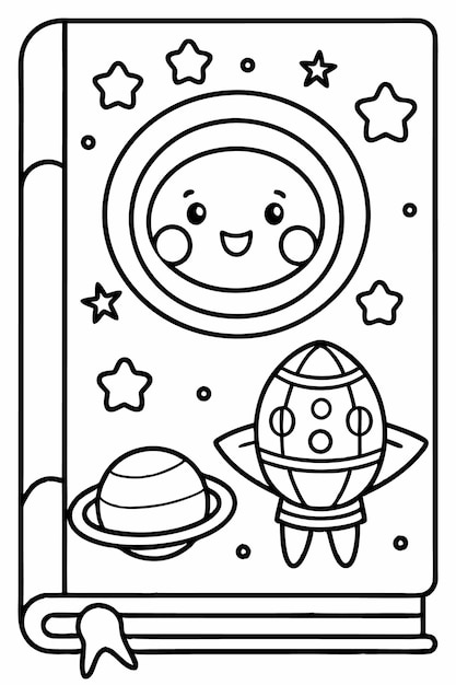 Vector spacethemed coloring pages for kids