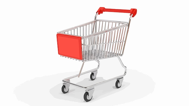 Vector spacious white background with shopping cart trolley for groceries