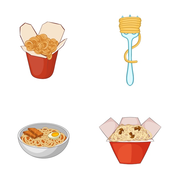 Spaghetti element set. Cartoon set of spaghetti vector elements