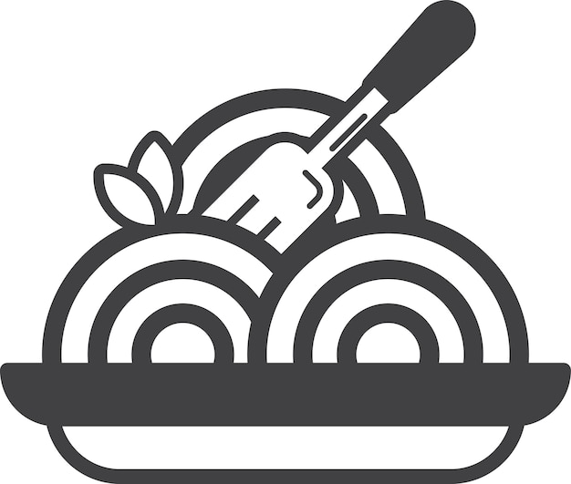 Spaghetti and fork illustration in minimal style