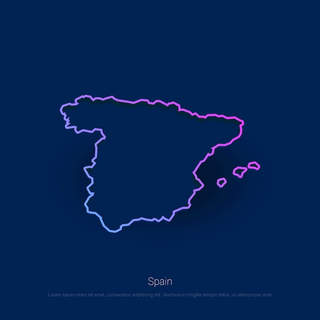 Spain Country Map Blue Presentaion Background