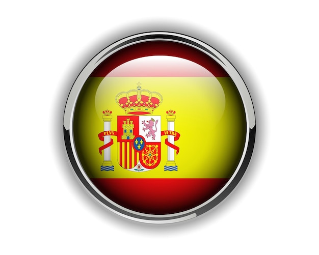 Spain flag button Vector illustration