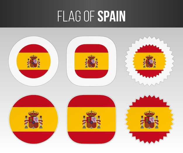 Spain flag labels badges and stickers Illustration flags of Spain isolated