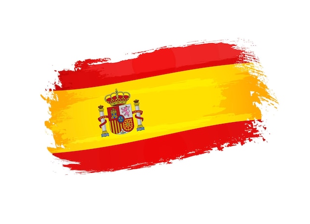 Spain flag made in textured brush stroke. Patriotic country vector flag isolated on white background