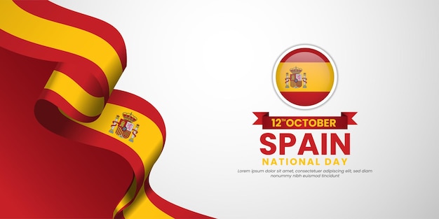 Vector spain national day background design with waving ribbon flag spain independence day