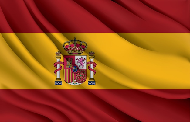 spain national flag waving realistic vector illustration