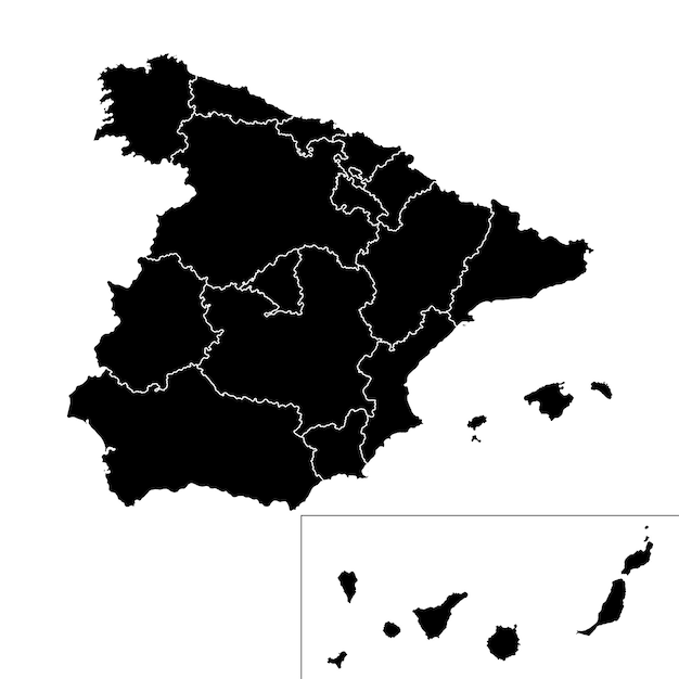 Spain regions map with Canary islands Vector illustration