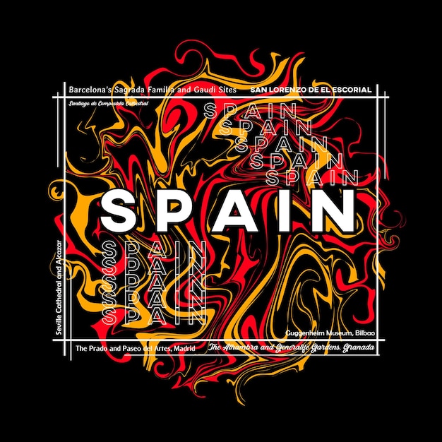 Spain tshirt graphic design in abstract style Vector illustration