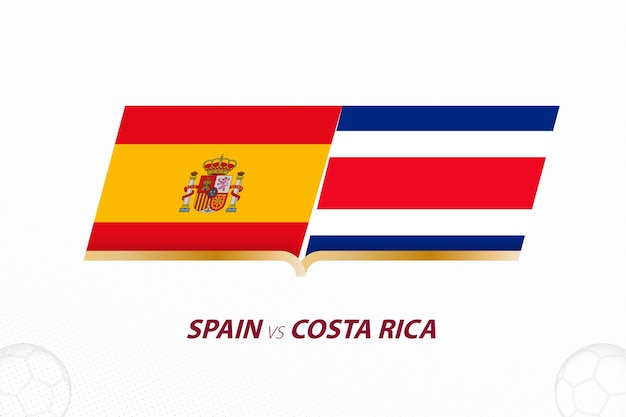 Spain vs Costa Rica in Football Competition Group A Versus icon on Football background