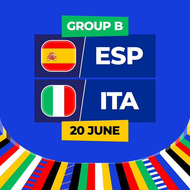 Spain vs Italy football 2024 match versus 2024 group stage championship match versus teams intro sport background championship competition