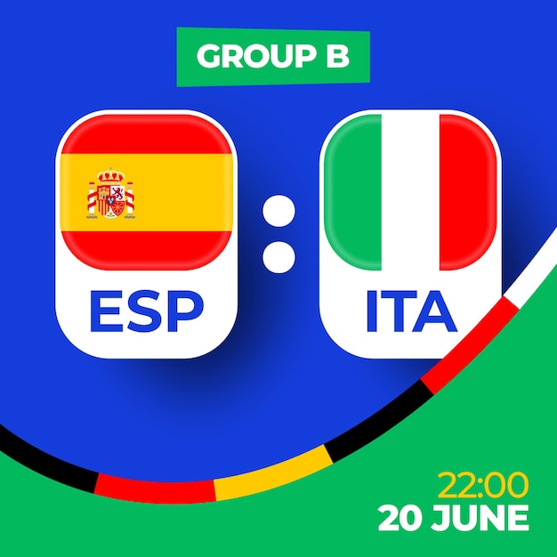 Spain vs Italy football 2024 match versus 2024 group stage championship match versus teams intro sport background championship competition