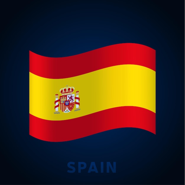 Spain wave vector flag. Waving national Official colors and proportion of flag. Vector illustration.