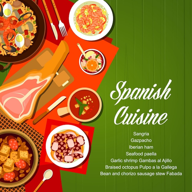 Spanish cuisine meals and dishes menu cover