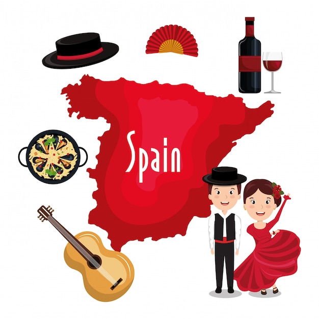 Spanish culture icons isolated icon design