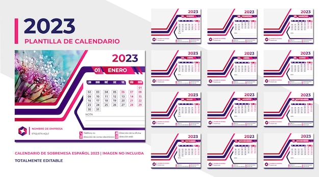 Spanish Desk Calendar 2023, Calendario de mesa espaol 2023, Spanish Calendar, Desk Calendar 2023