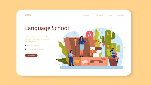 Spanish learning web banner or landing page