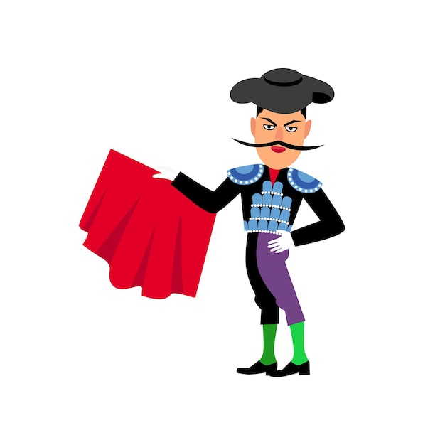 Spanish matador cartoon isolated on the white background.