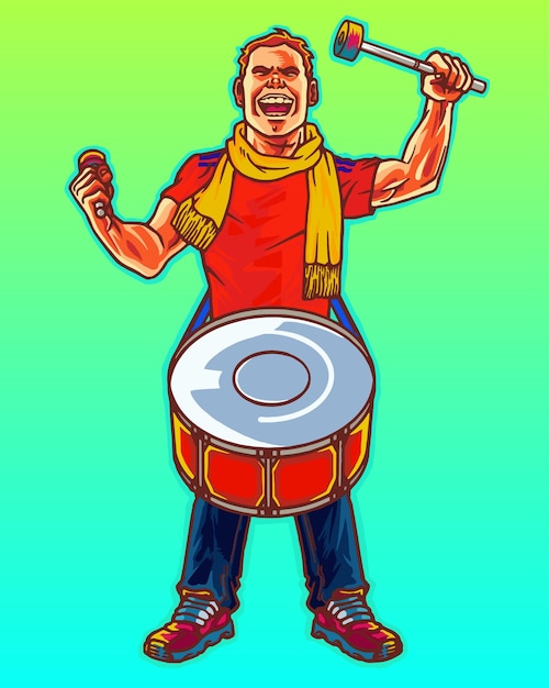 Vector spanish national football team supporter cartoon