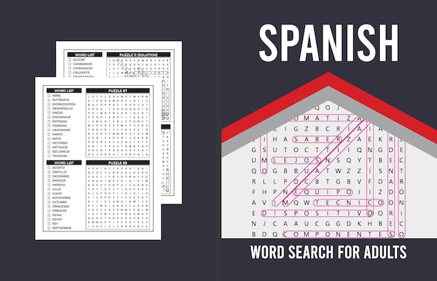 Spanish Word Search Cover for adults