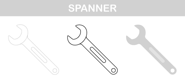 Spanner tracing and coloring worksheet for kids