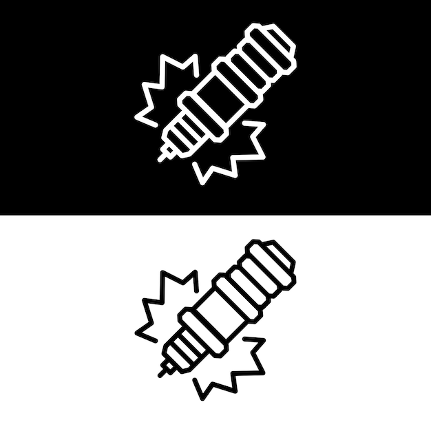 Spark Plug Icon Black and White Version Design Template