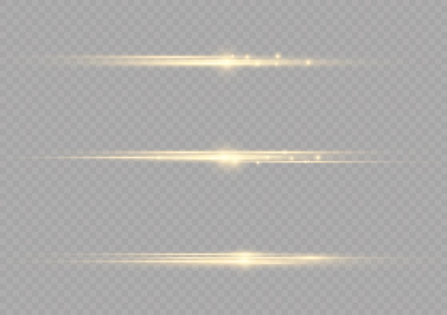 Sparkle gold light line Yellow horizontal stripes Glow rays of lights Xmas flash glares vector