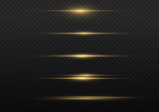 Sparkle gold light line Yellow horizontal stripes Glow rays of lights Xmas flash glares vector