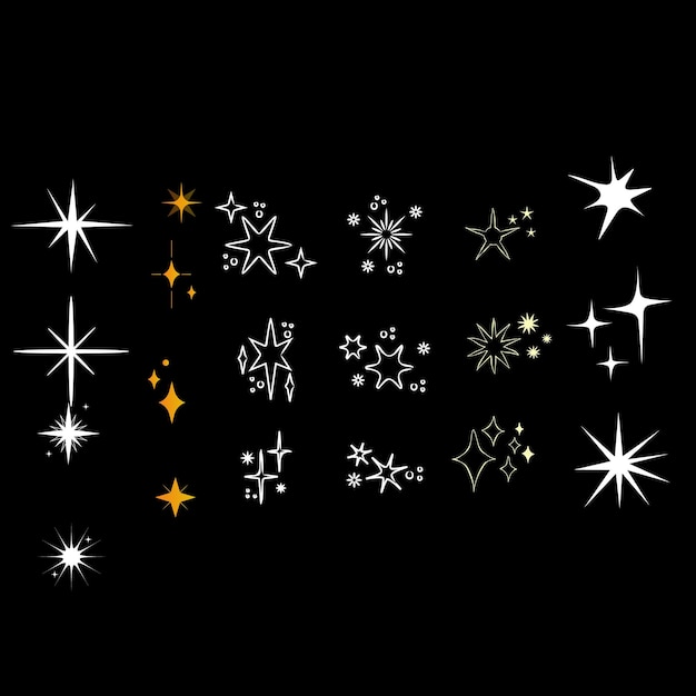 Vector sparkle icons set twinkle stars collection shine star icons effect shine glitter twinkling and