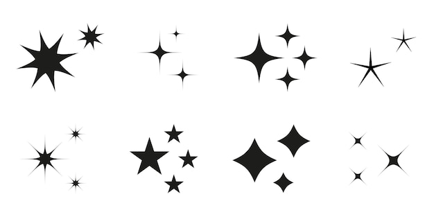 Sparkle star vector icons. Stars collection. Sky objects, blink vector signs clipart. eps10