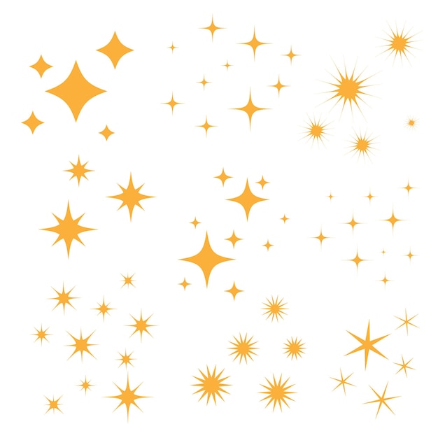 Sparkles stars symbols Set of vector sparkle icon Bright firework shiny flash decoration twinkle