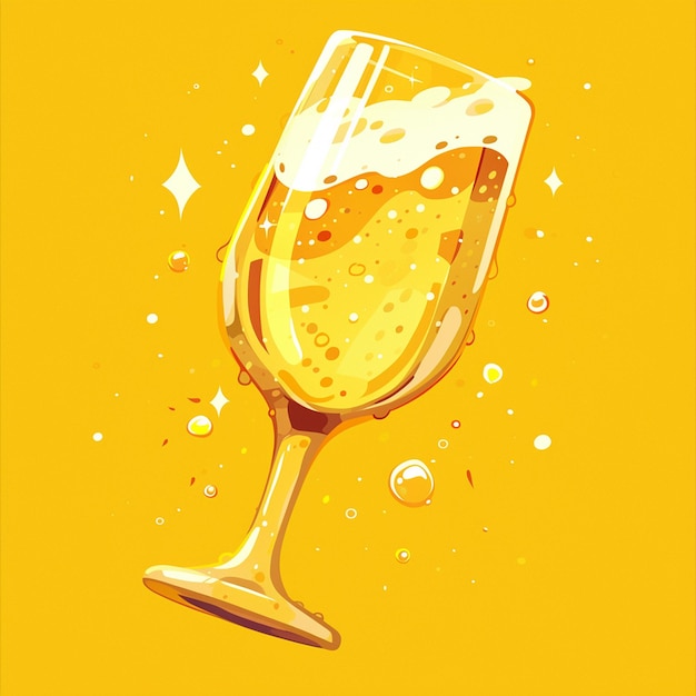 Sparkling Champagne Flute Celebration Cartoon Artwork