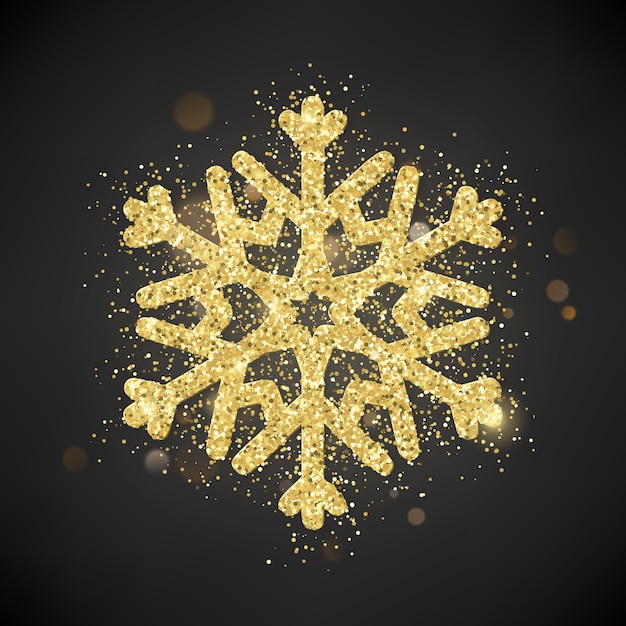 Sparkling glitter covered gold snowflake.