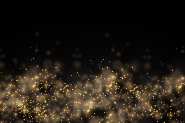 Sparkling golden dust particles bokeh christmas sparkl light effect sparkle yellow sparks star