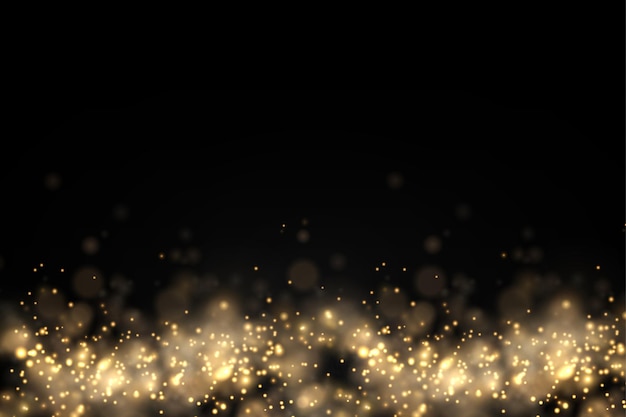 Sparkling golden dust particles bokeh christmas sparkl light effect sparkle yellow sparks star