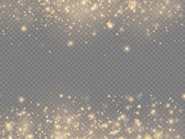 Sparkling golden magic dust particles sparkle shine lights yellow dust sparks and star