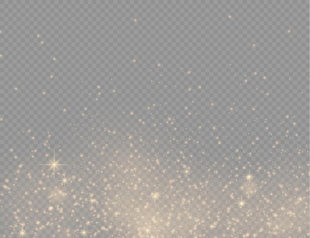 Sparkling golden magic dust particles sparkle shine lights yellow dust sparks and star